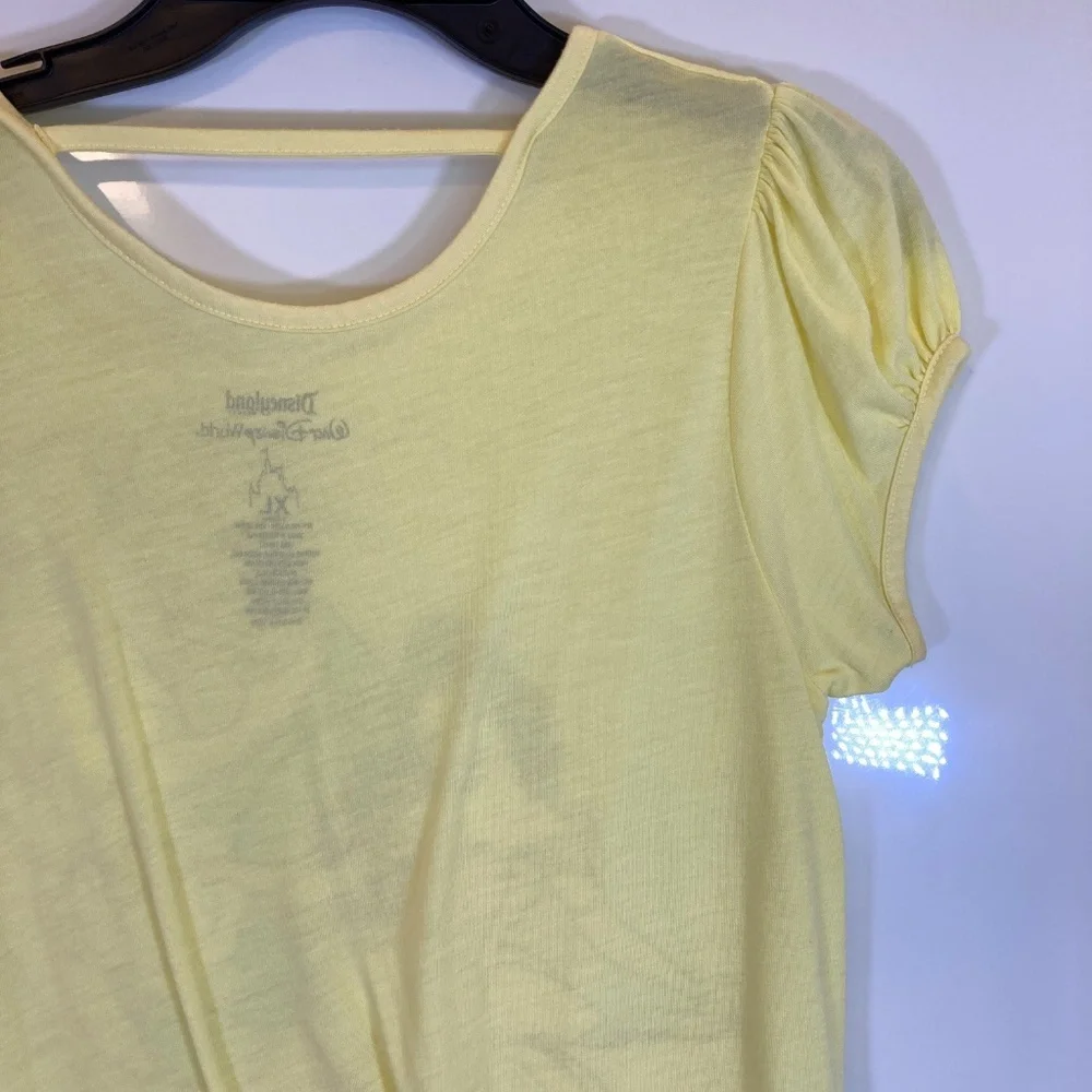 Beauty and the Beast Shirt YOUTH Sz XL Yellow Short Sleeve Glitter Disney